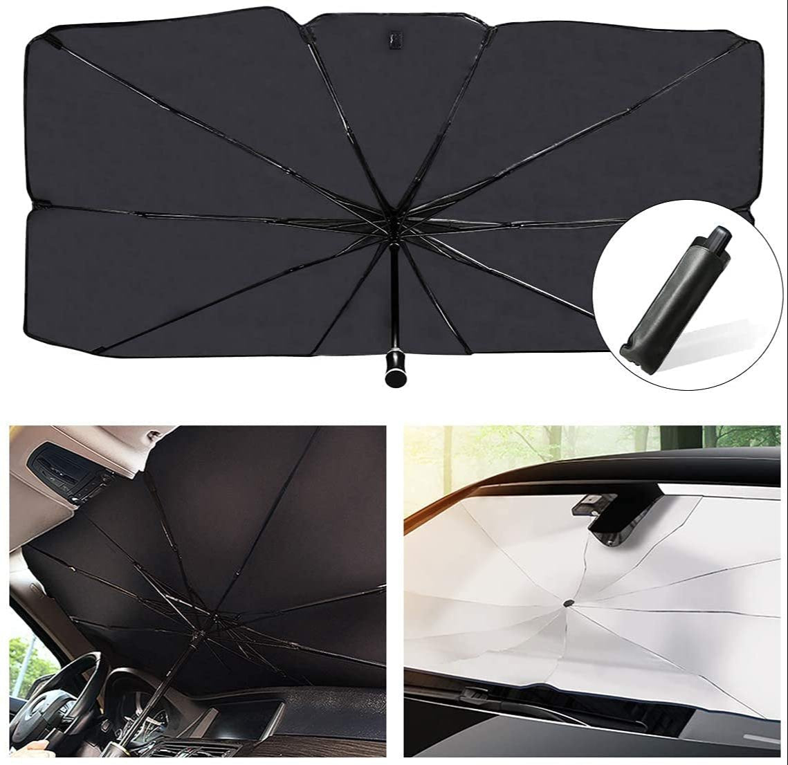 Car Umbrella Sun Shade Cover for Windshield UV Reflecting Foldable Front Car Sunshade Umbrella