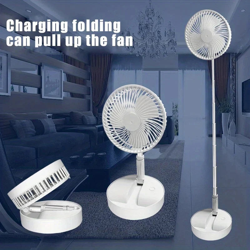 USB Rechargeable Fan Telescopic Folding Fan USB Rechargeable Telescopic Folding Fan Rechargeable Desktop Portable Fan With 3 Height and Speed Settings Telescopic Table Fan | Table Fan for Office , Home, Kitchen, Car