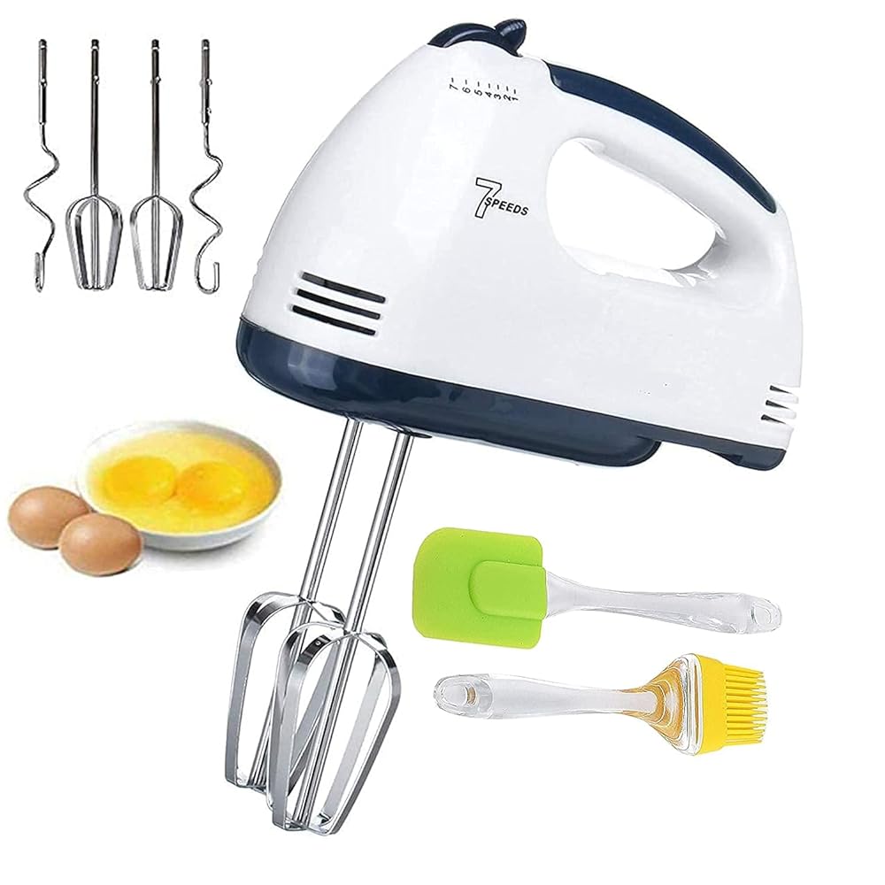 Scarlett Hand Mixer - 7 Speed Egg Beater with Chrome Beater + Dough Hook