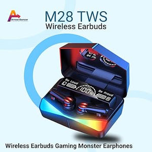 M28 Gaming Wireless Earbuds with RGB Lights & Digital LED Display