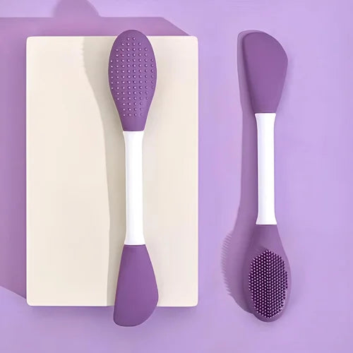 2-in-1 Silicone Face Mask Applicator – Dual-Ended Spatula & Facial Cleansing Brush