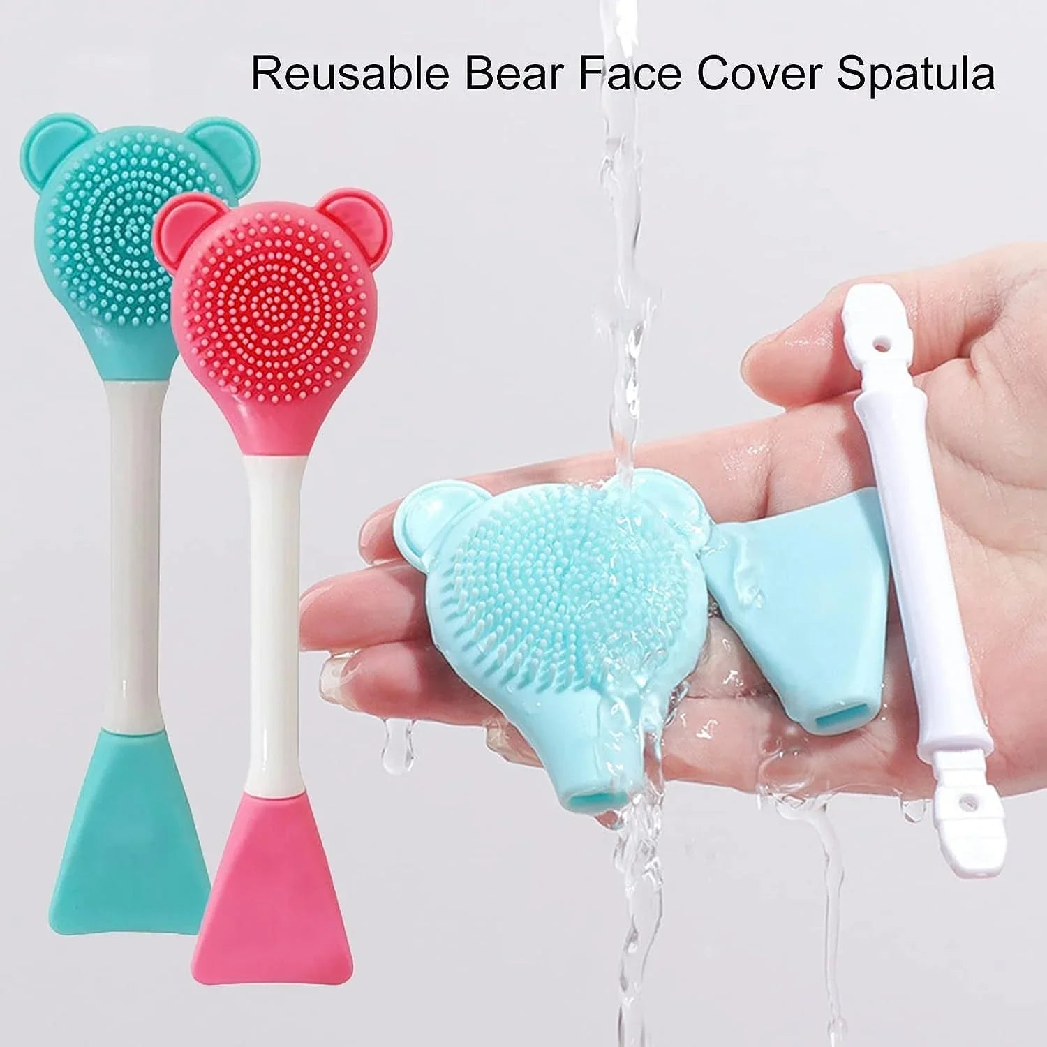 2-in-1 Silicone Face Mask Applicator – Dual-Ended Spatula & Facial Cleansing Brush