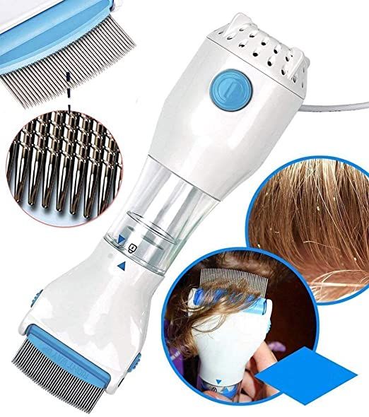 V Comb, Anti Lice Electric Comb, Head Lice Machine with 4 Filters, Lice Removal Machine, Anti Lice Machine with Steel Comb, Lice Egg Removal Machine