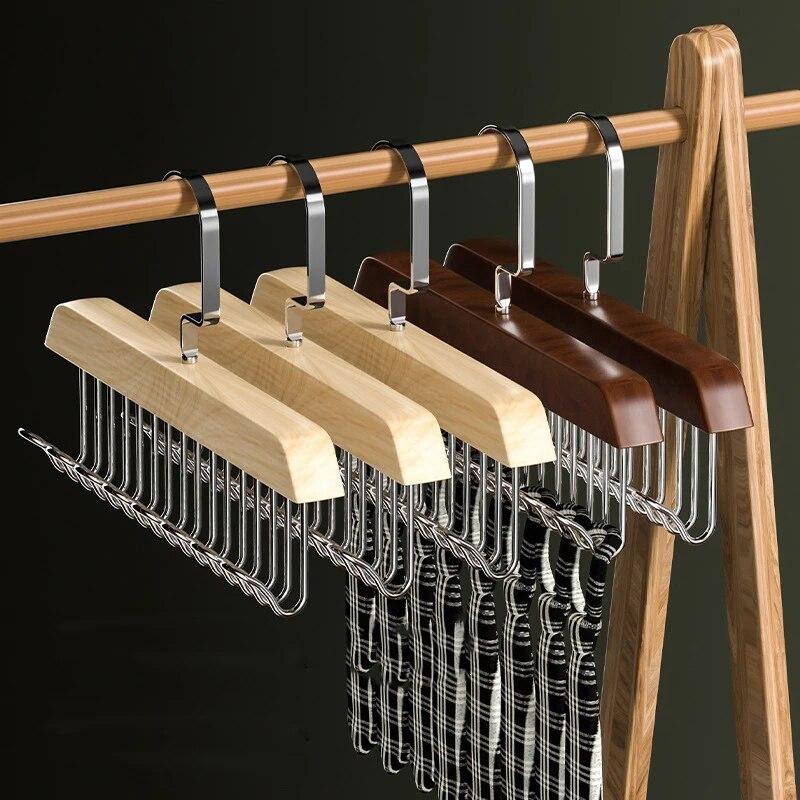 1pc 8 Hook Multifunctional Solid Wood Hanger Perfect for Hanging Belts, Hats, Vests, Underwear, Silk Scarves, Clothes Rack