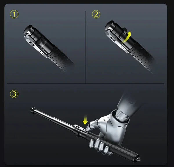 Self Protective Retractable Metal StickBaton | Safe Hiking Heavy Metal Stick Rod | Automatic Retractable Hiking Stick - Enhanced Self-Defense Rod | Unique Model Available only on Indian Slingshot
