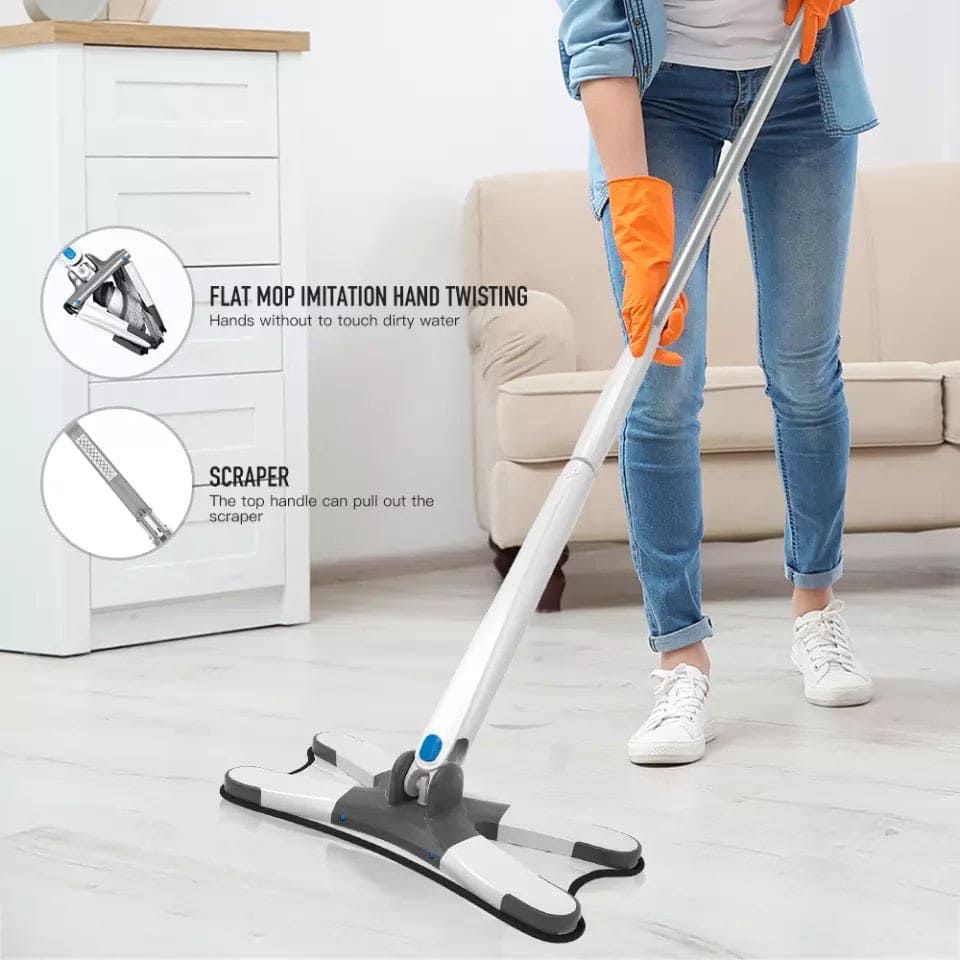 X-Type Floor Mop with Reusable Microfiber Pad