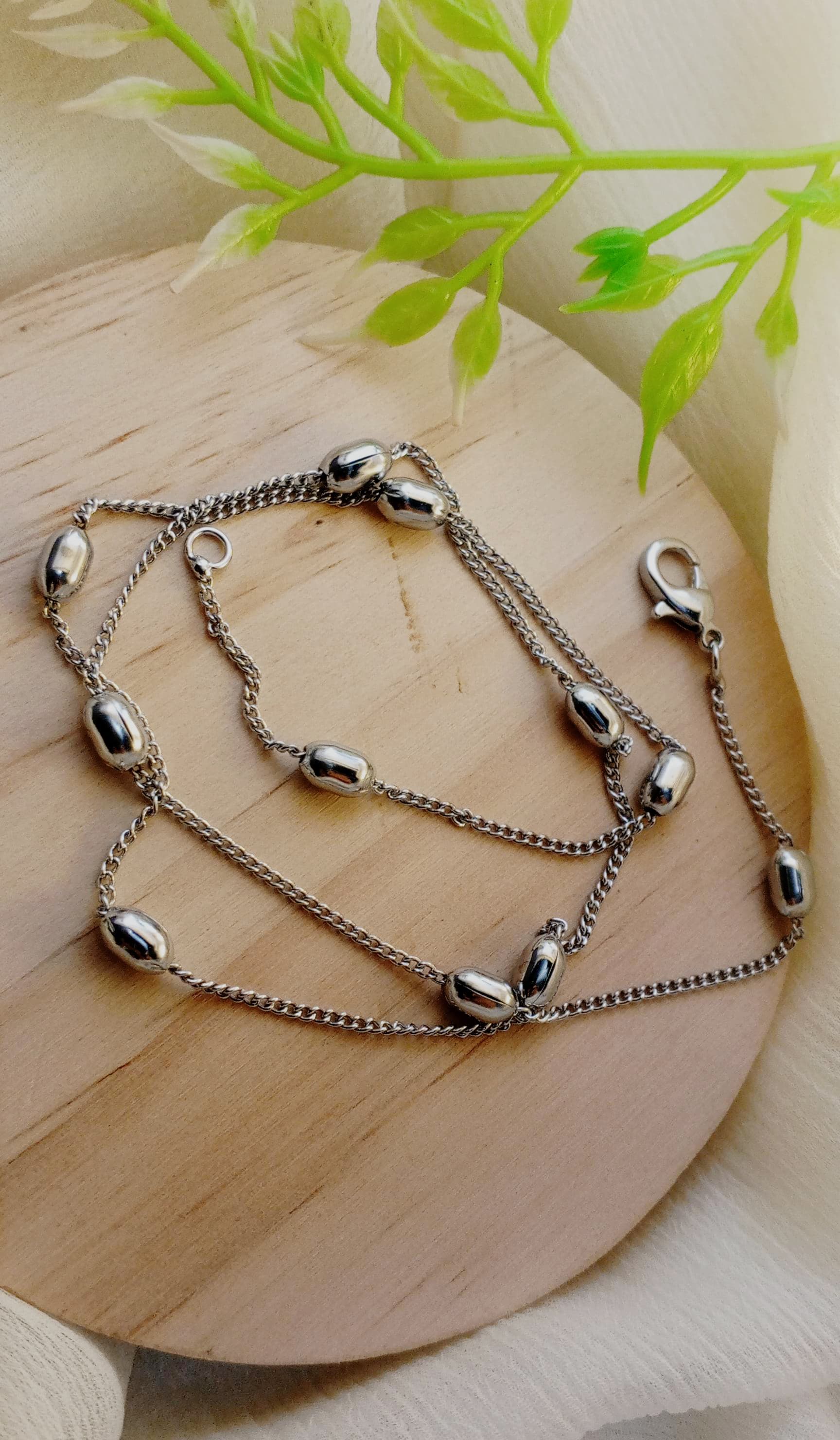 Dainty Beaded Chain Necklace - Gold & Silver Plated
