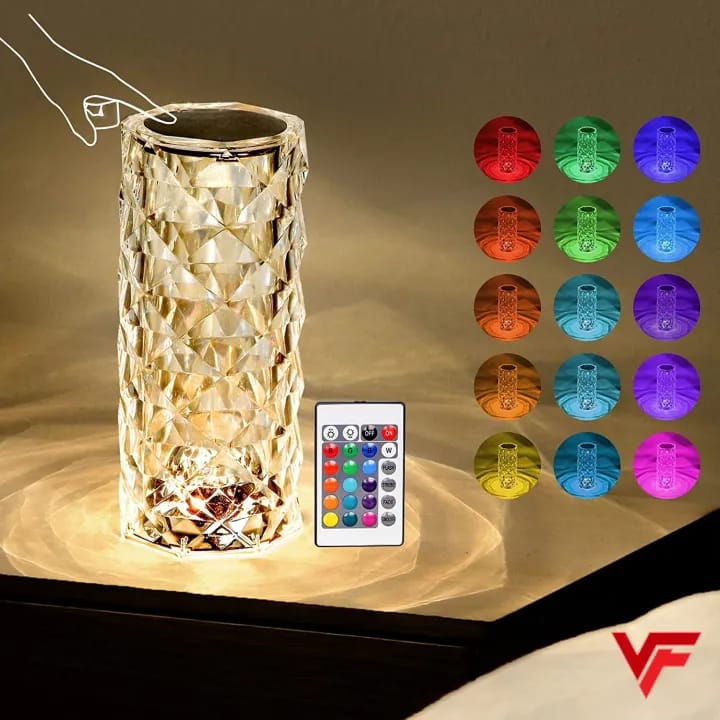 RGB Dimmable Crystal Diamond Lamp with Remote & Touch Control