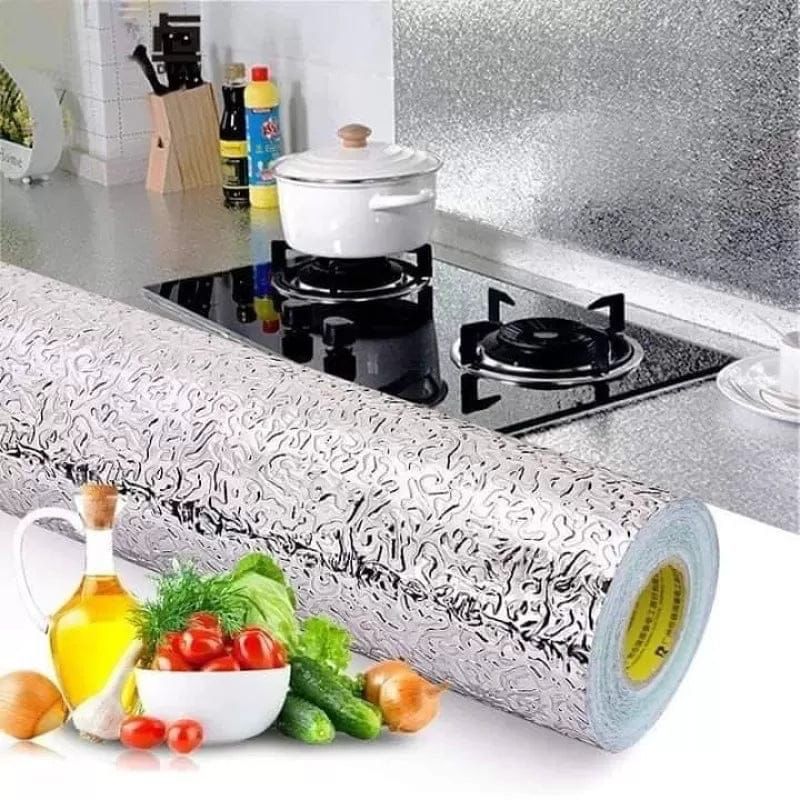 Self-Adhesive Anti-Oil Aluminum Foil Kitchen Wall Sticker / Heat Resistant Wallpaper
