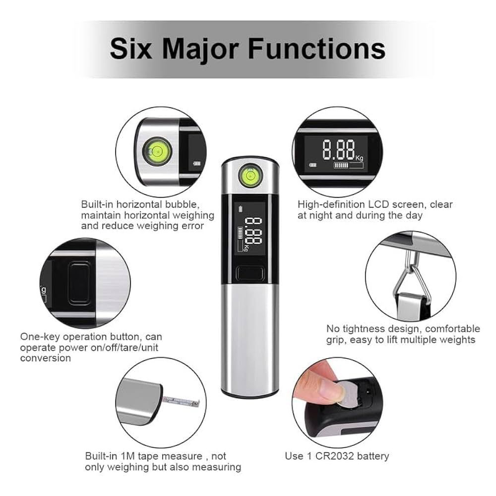 Multi-Functional Digital Hanging Scale with Built-in Tape Measure & Level