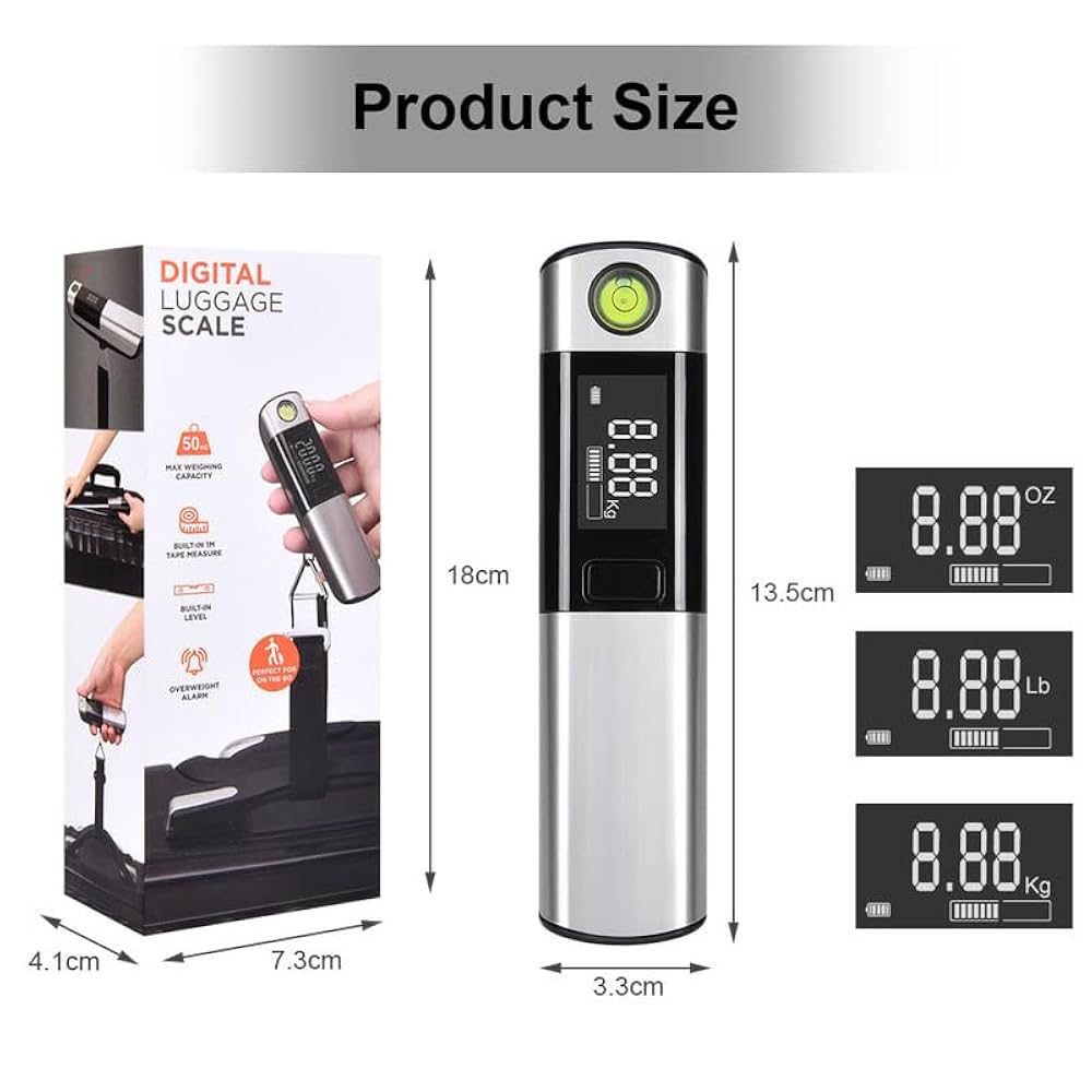 Multi-Functional Digital Hanging Scale with Built-in Tape Measure & Level