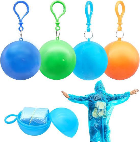 Mini Travel Raincoat in a Ball - Reusable Keychain Poncho for Adults