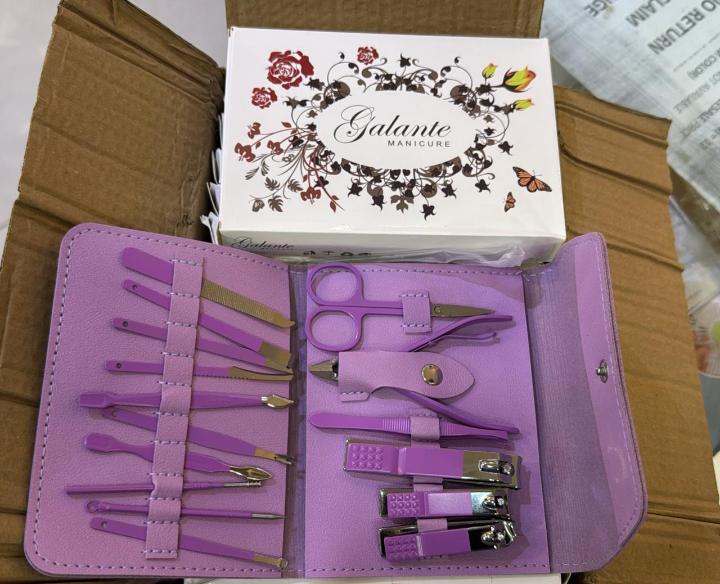 Professional 16-in-1 Dark Blue Manicure & Pedicure Grooming Kit with Travel Case