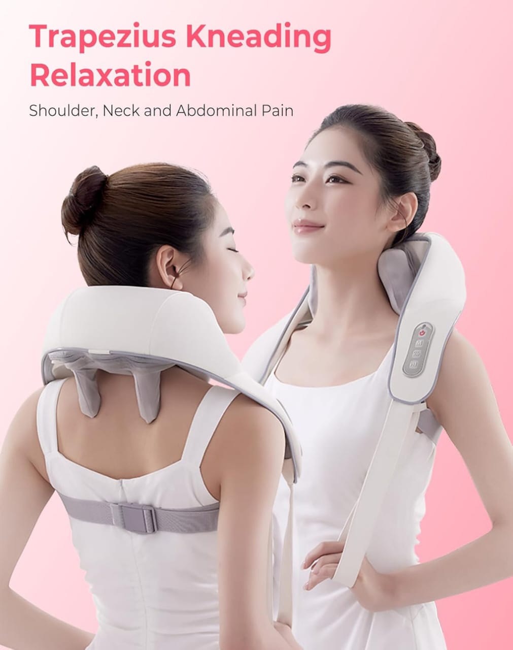 Ergonomic Trapezius & Neck Massager with Heat - Deep Kneading for Shoulder, Neck & Abdominal Pain Relief