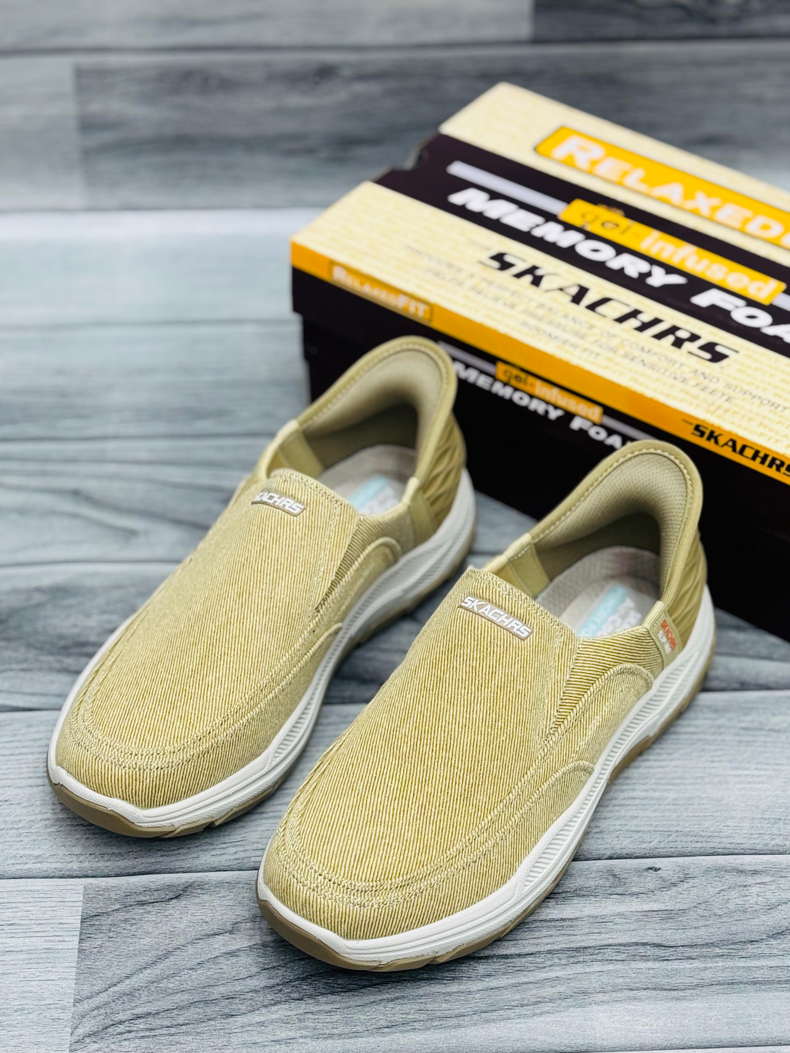 π₯ SKECHERS Men's Relaxed Fit Slip-On Shoes β Denim Style with Air-Cooled Memory Foam