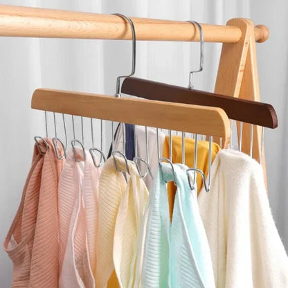 1pc 8 Hook Multifunctional Solid Wood Hanger Perfect for Hanging Belts, Hats, Vests, Underwear, Silk Scarves, Clothes Rack