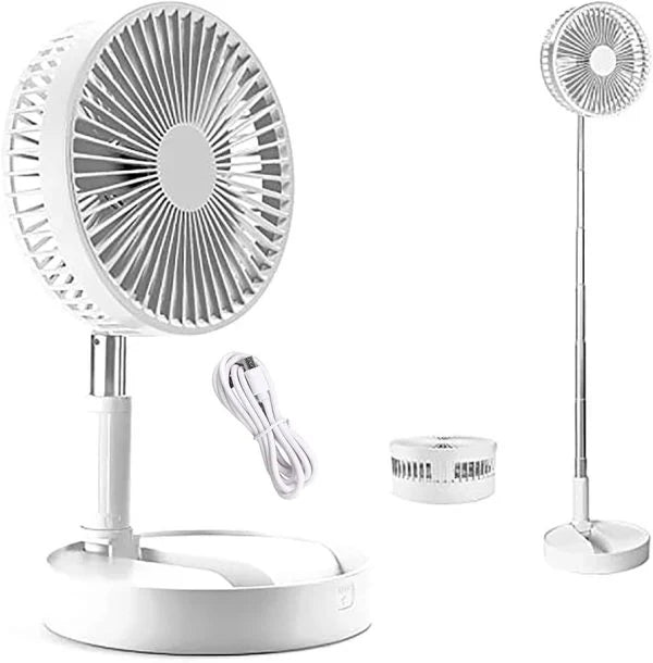 USB Rechargeable Fan Telescopic Folding Fan USB Rechargeable Telescopic Folding Fan Rechargeable Desktop Portable Fan With 3 Height and Speed Settings Telescopic Table Fan | Table Fan for Office , Home, Kitchen, Car