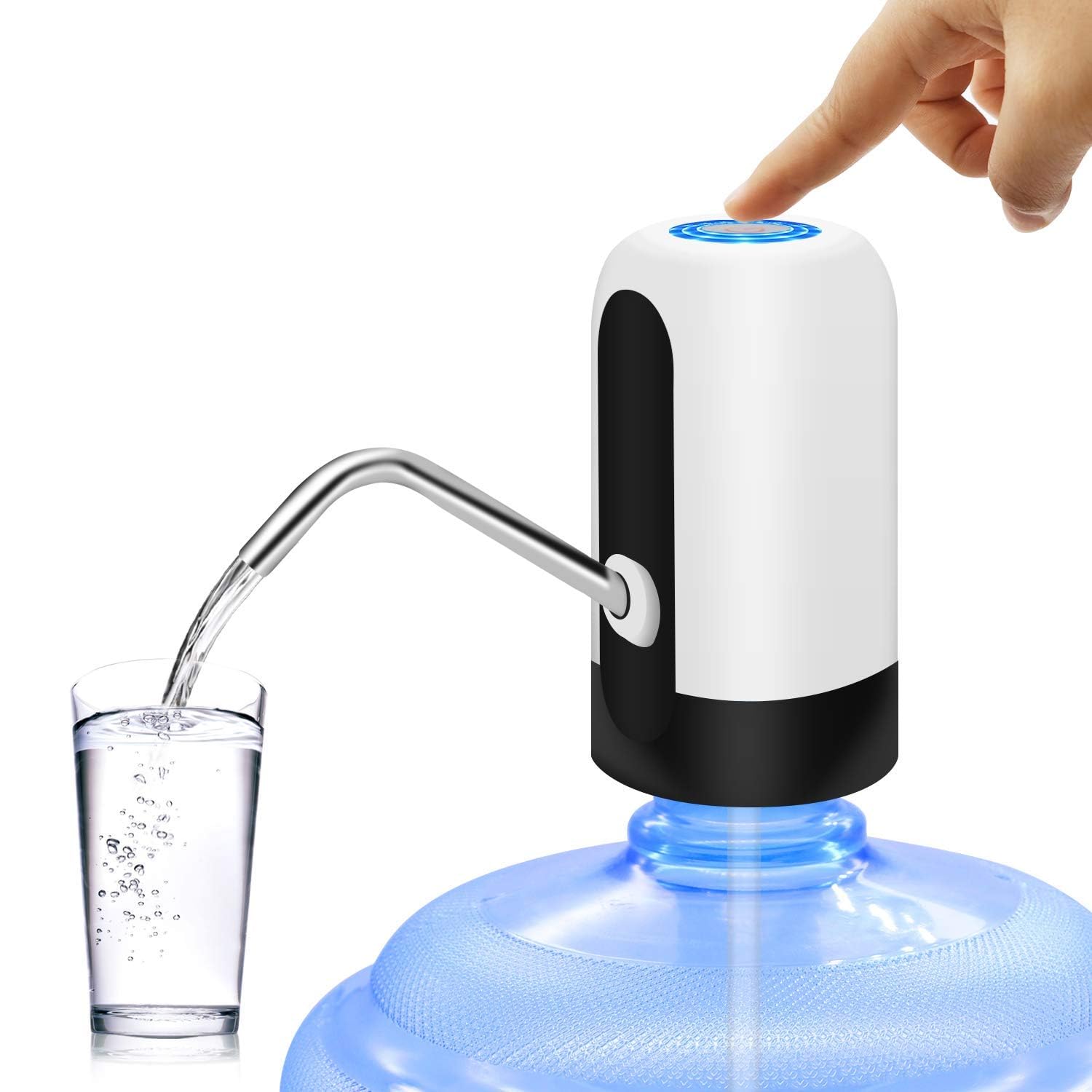 FRAKIN Portable Water Bottle Pump, Universal Bottle Electric Water Dispenser with Switch and USB Charging, for Camping, Kitchen, Workshop