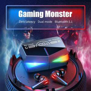 M28 Gaming Wireless Earbuds with RGB Lights & Digital LED Display