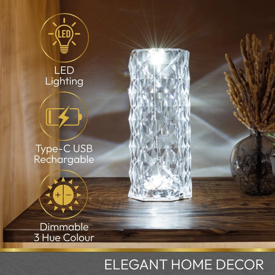 RGB Dimmable Crystal Diamond Lamp with Remote & Touch Control